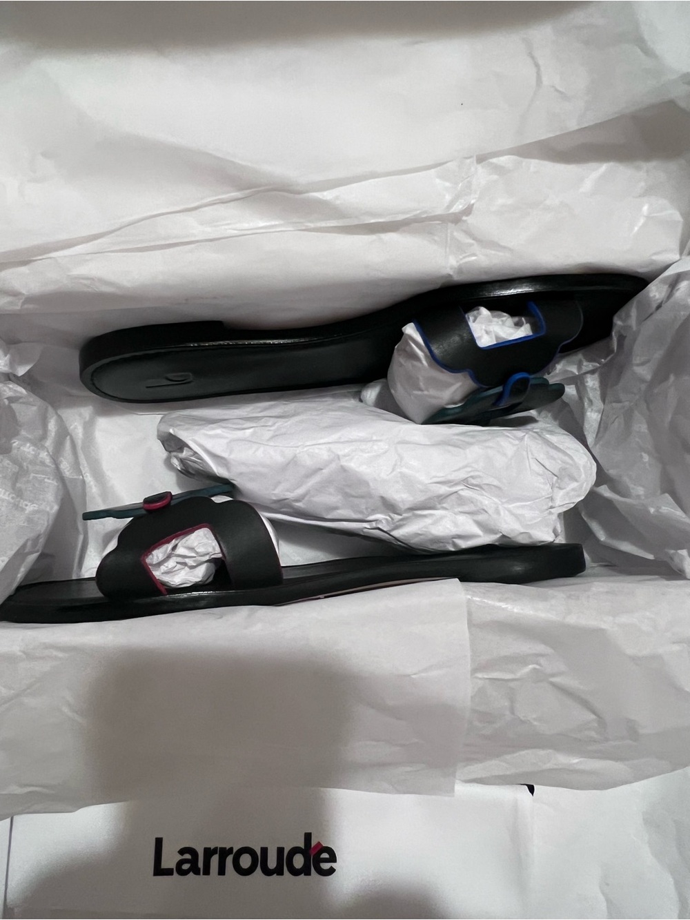 Larroude Margherita Leather Slide Sandal Black Size 10 - Picture 10 of 11